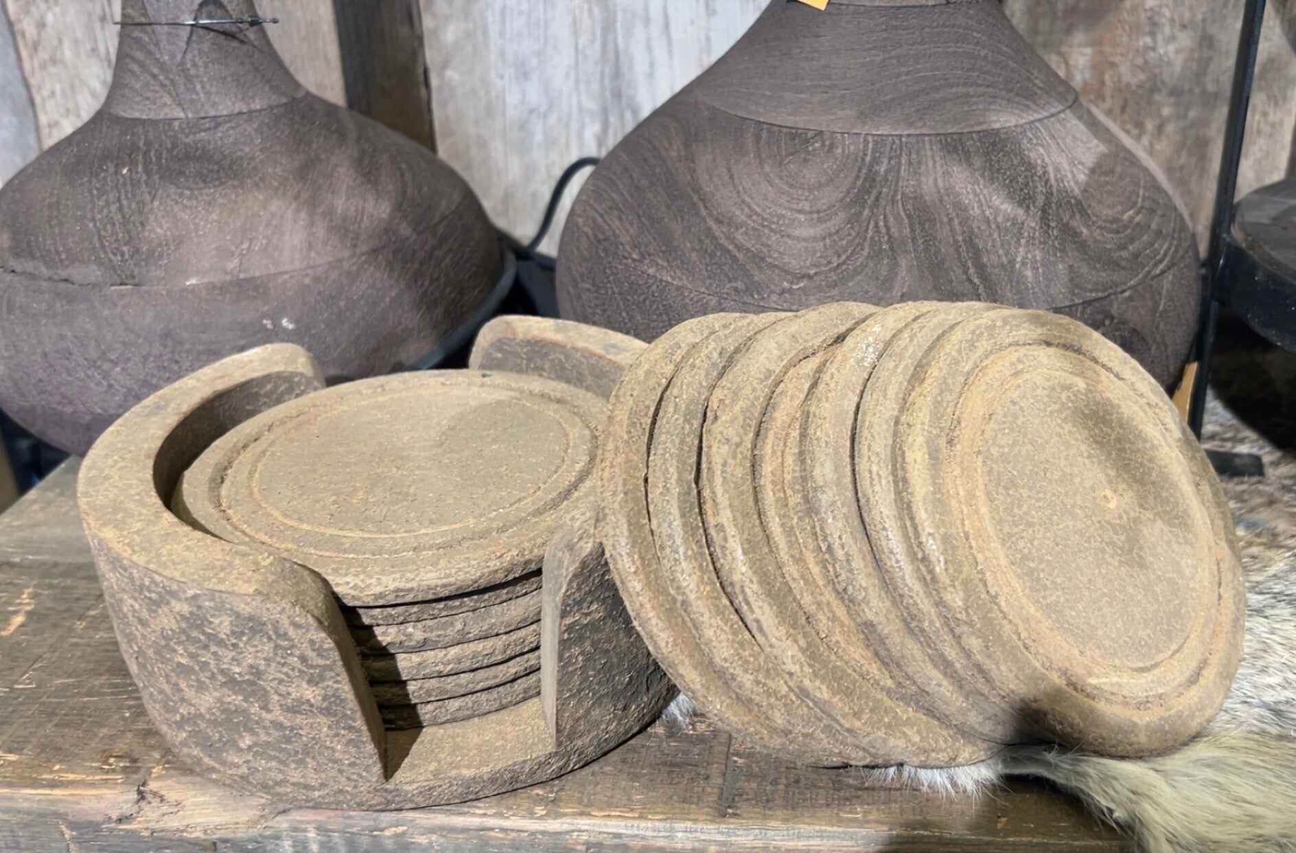 Houten onderzetters met houder