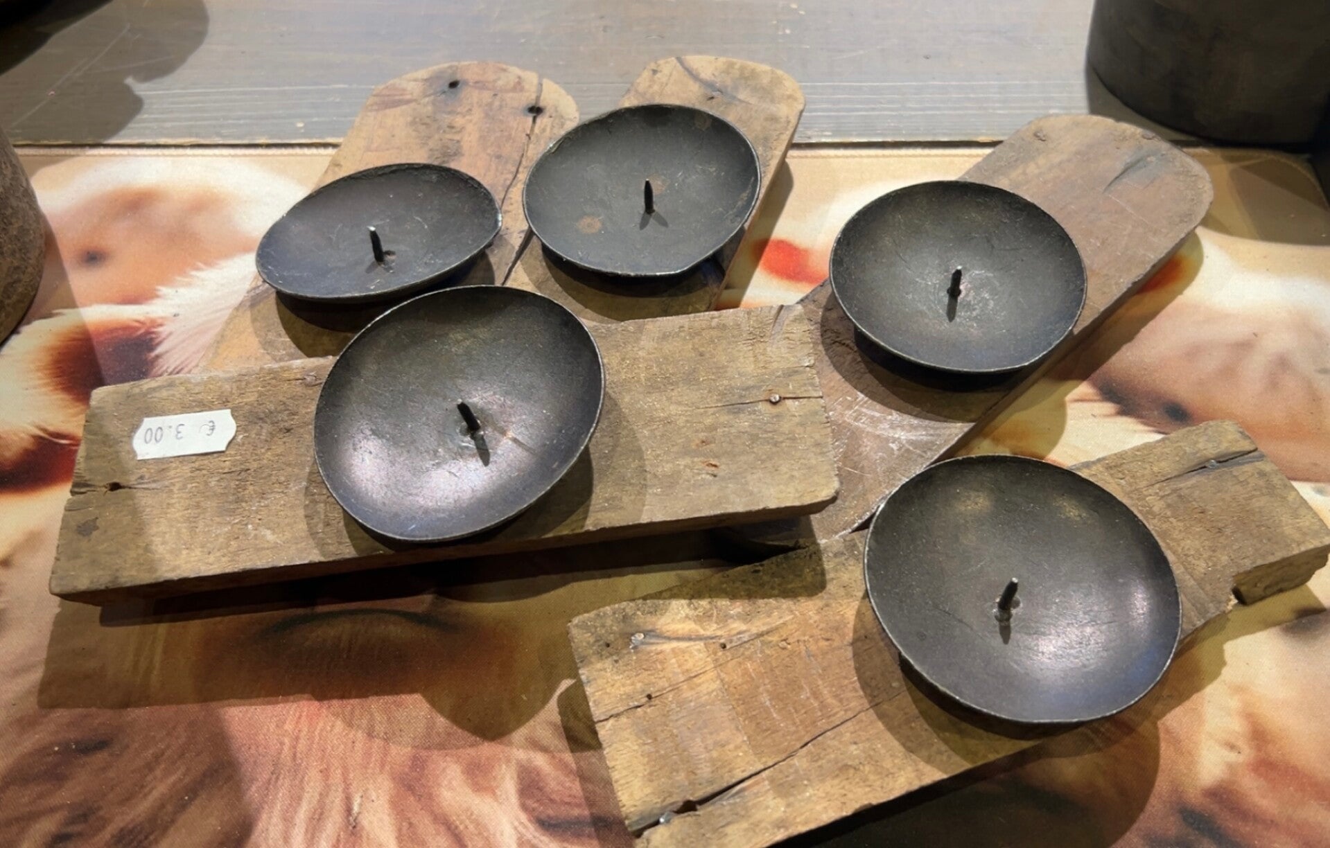 Houten kaarsenhouder  – uniek oud hout