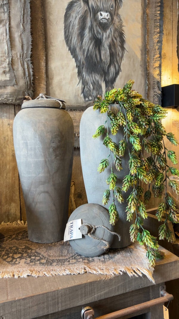 Houten pot met deksel, slank model