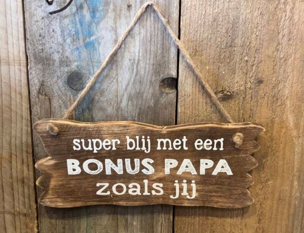 Houten tekstbord “ Bonus Papa “
