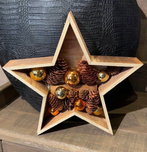 Houten Kerstster met LED-verlichting