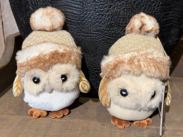 J-Line Hangende Pluche Uil met Wintermuts