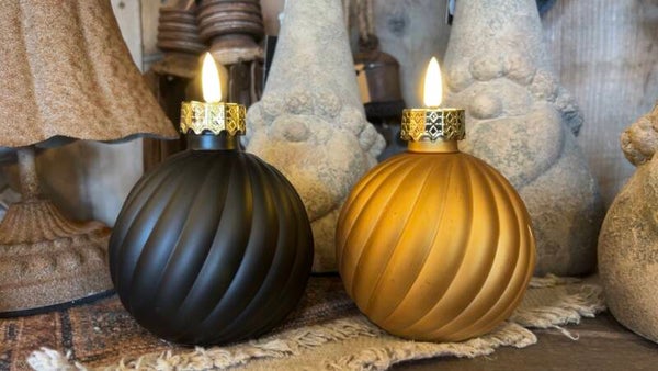 Countryfield LED Glazen Kerstbal met kaarsvlam