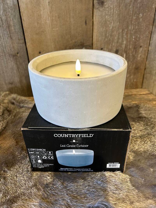 Countryfield outdoor led kaars grijs