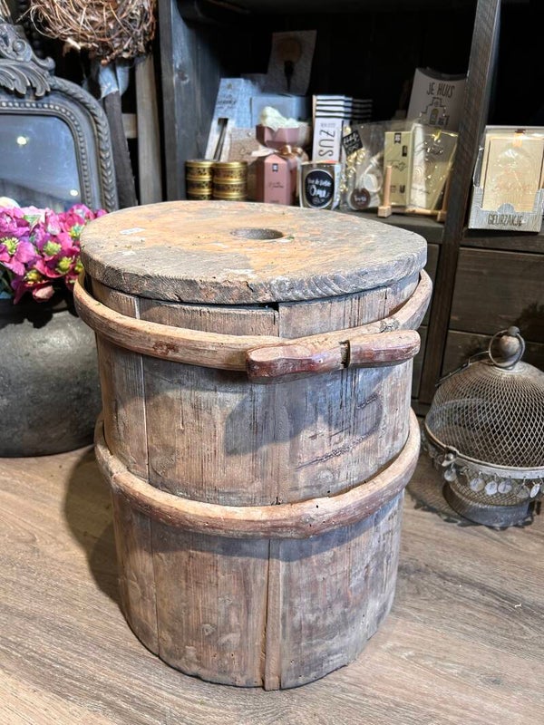 Oude houten ton met deksel – Authentiek & Landelijk