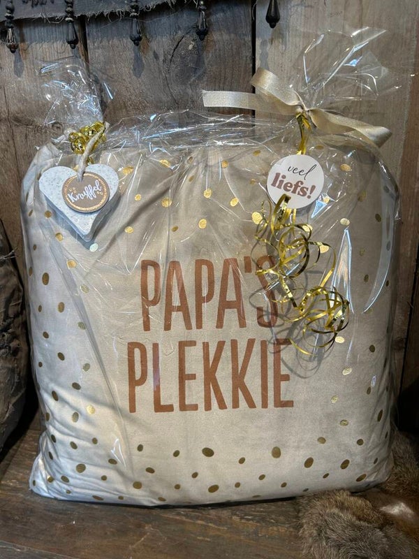100%Leuk kussen 'Papa's plekkie"