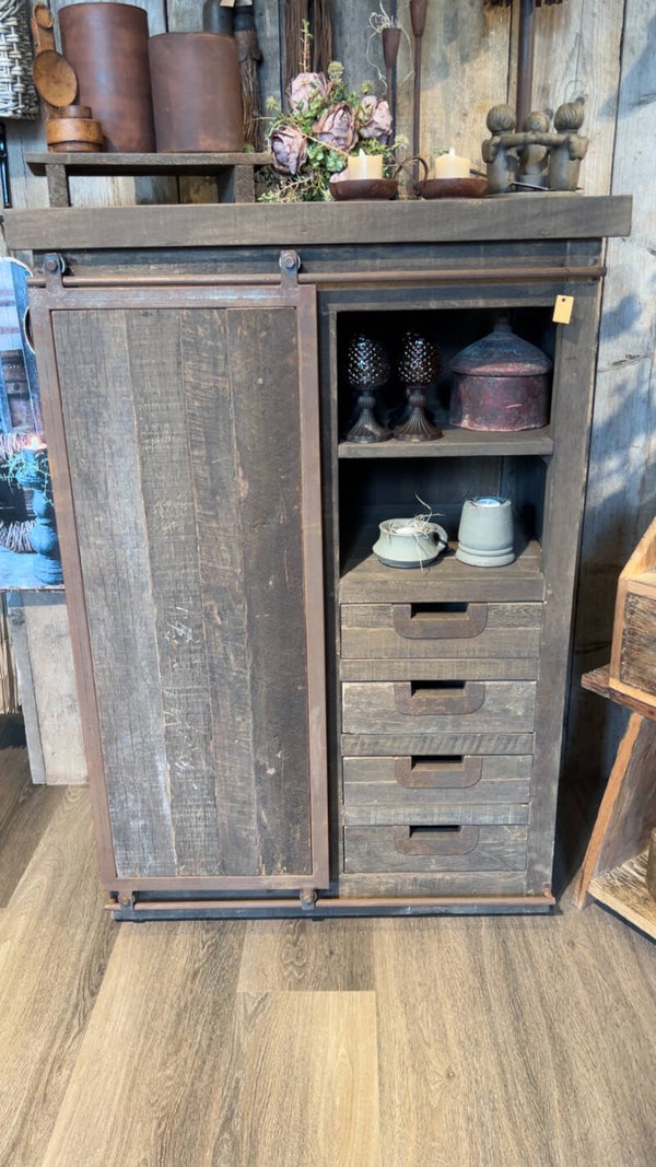 Driftwood kast met 1 schuifdeur