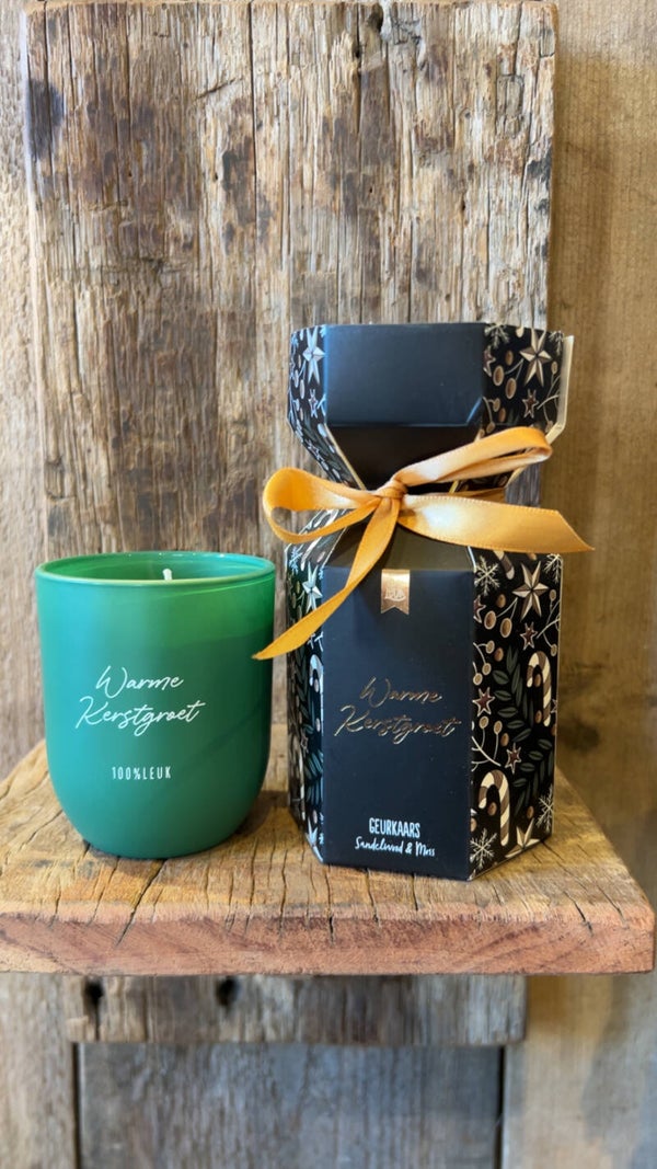 Geurkaars “Warme Kerstgroet” – Sandalwood & Moss