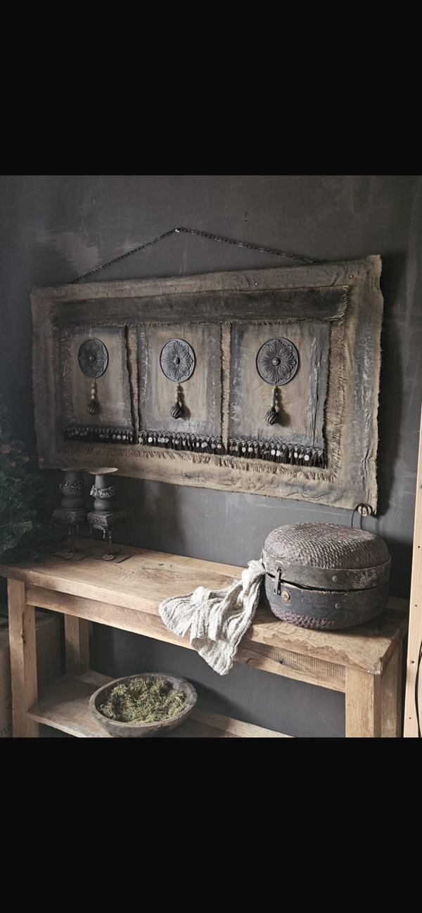 Handgemaakt kalkdoek wandpaneel – 150 x 75 cm