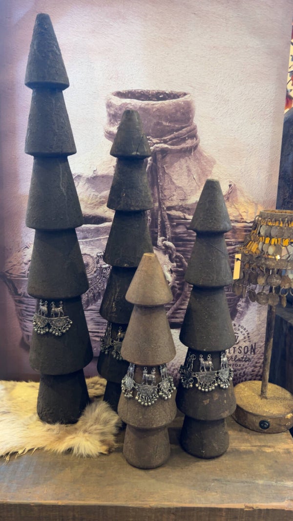 Houten kerstboompjes met hanger