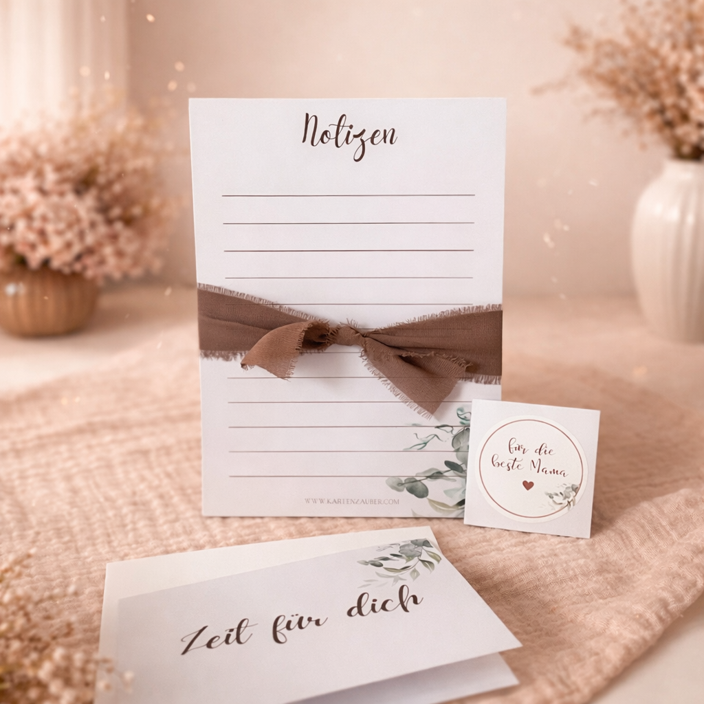 Zeit für dich Mama Geschenkset – Block, Karte & Glücksstift