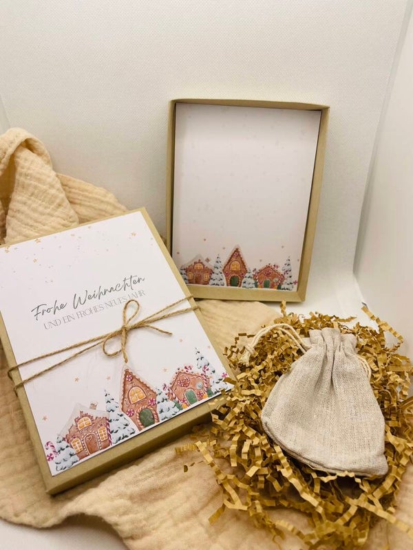 Geschenkbox mit kleinem Baumwollsäckchen - Weihnachten
