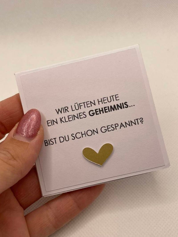 Karte, Schwangerschaft verkünden mit Rubbelherz