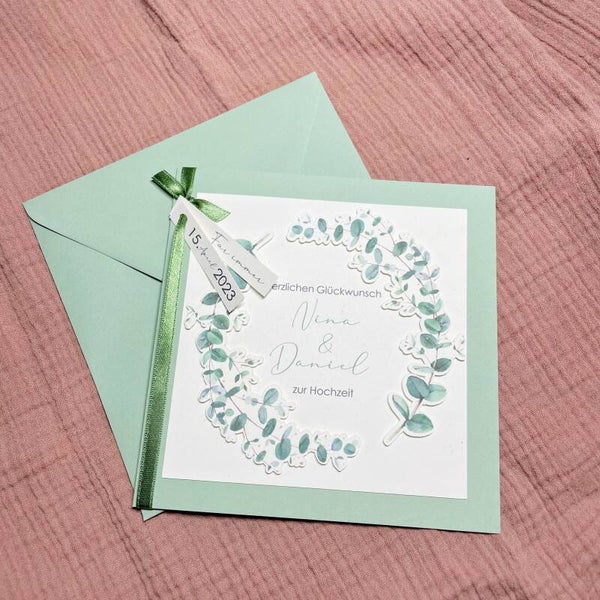 Karte, Hochzeit Eukalyptus, personalisierbar
