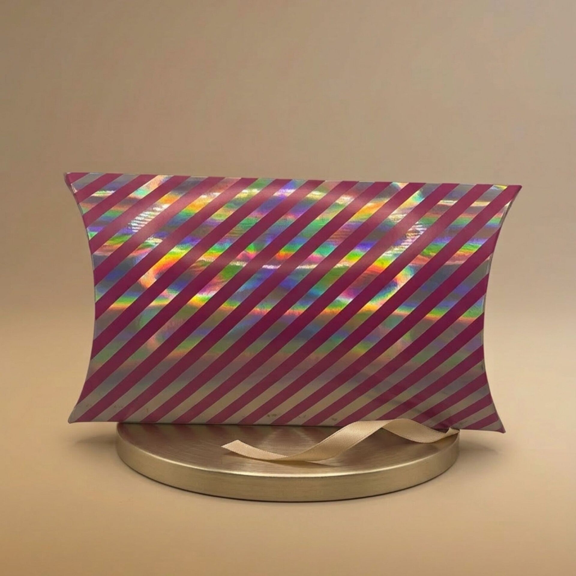 Kissenschachtel, Holografisch, pinke Streifen