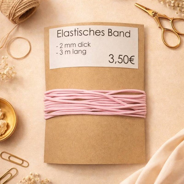 Elastisches Band Rosa, 2 mm