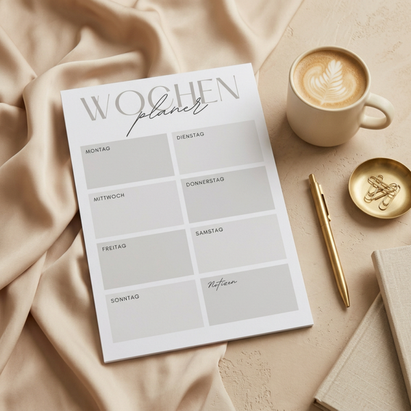 Wochenplaner im schlichten Design, beige weiß, A5