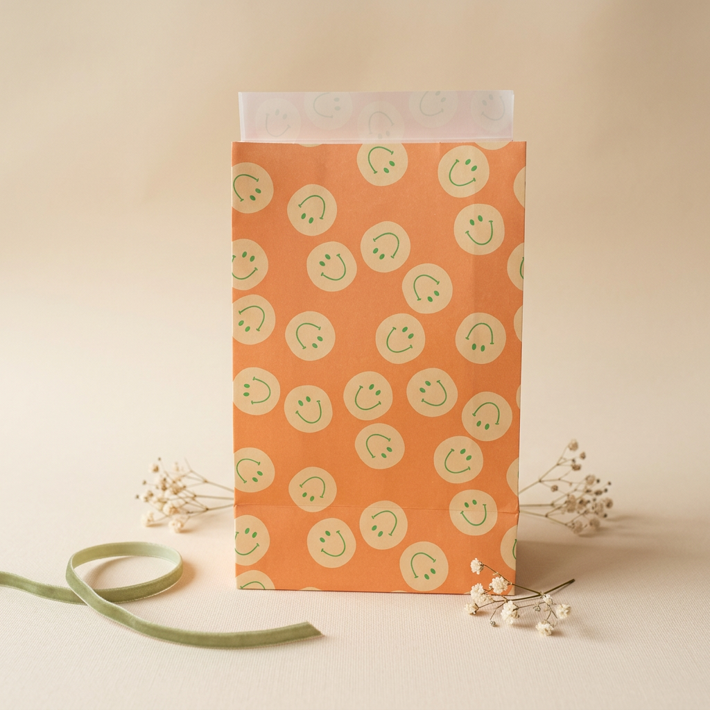 Blockbeutel, Smiley- 12 x 7 x 19 cm