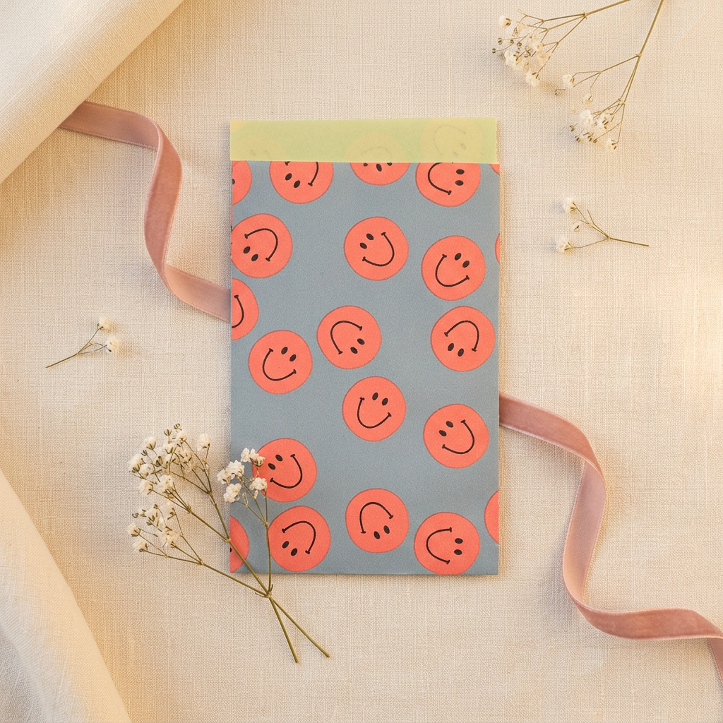 Geschenktüte, Smiley Orange- Gelb - 12x19 cm