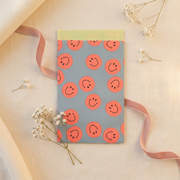 Geschenktüte, Smiley Orange- Gelb - 12x19 cm