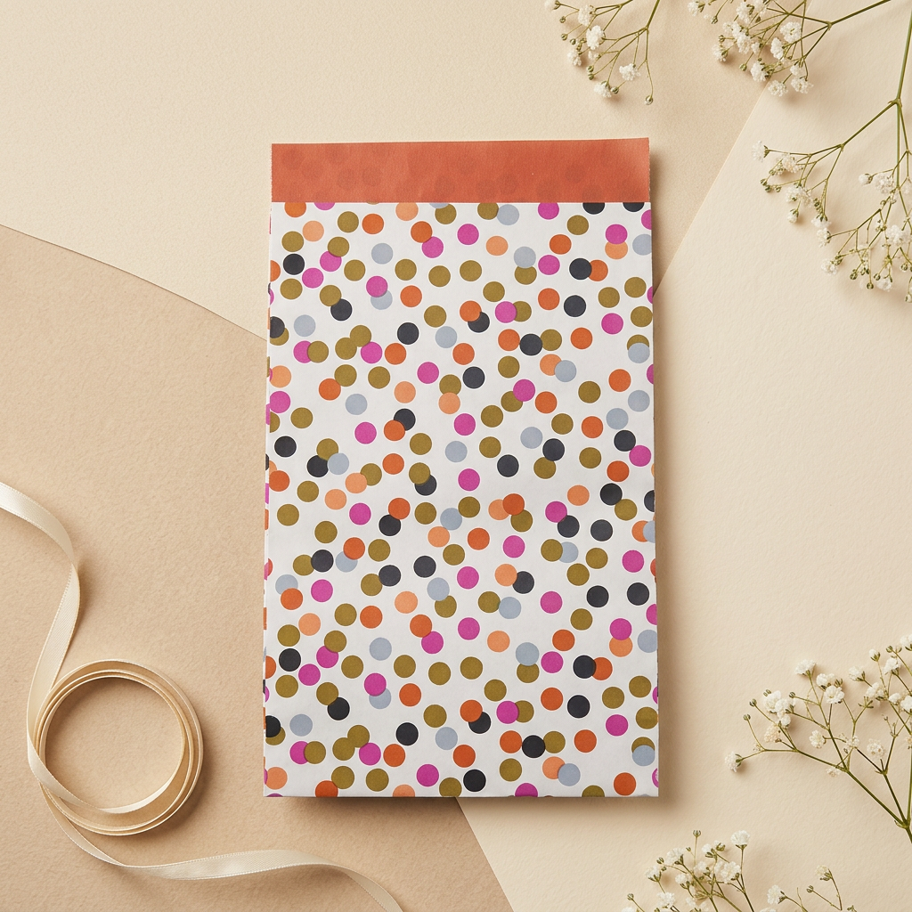 Geschenktüte, Small Confetti- Orange, 12x19 cm