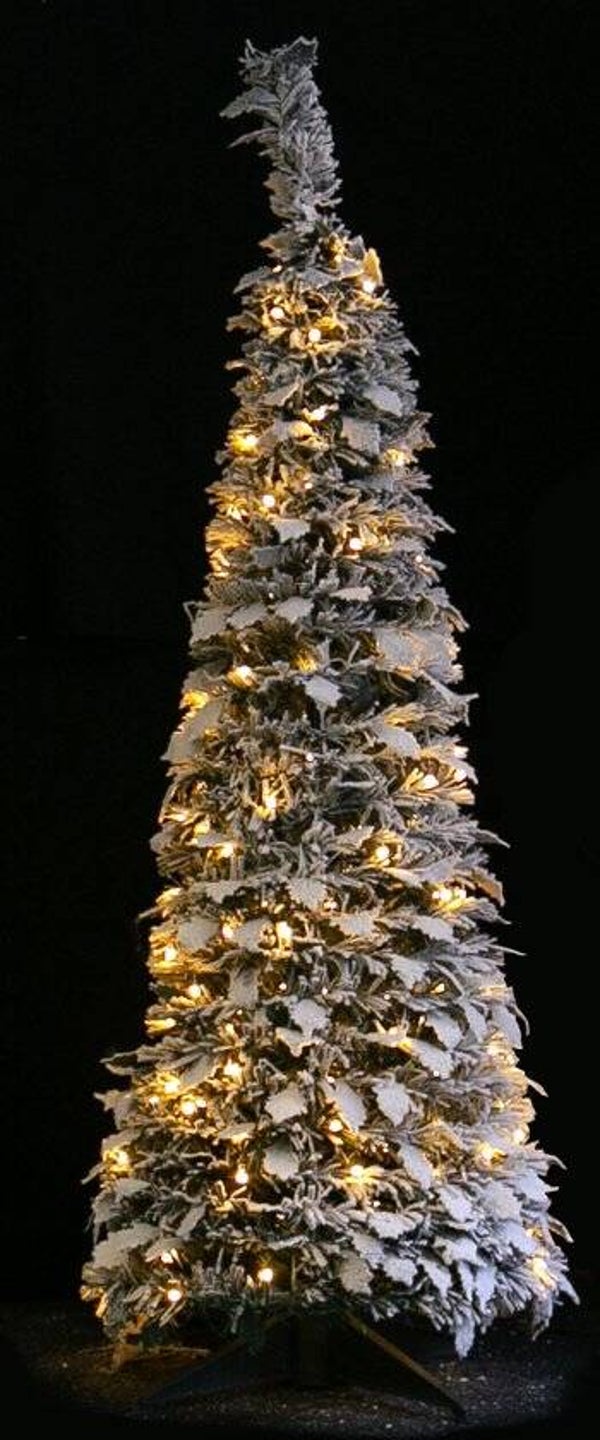 Pop-up kunst kerstboom met sneeuw 150 cm hoog en 50 cm breed