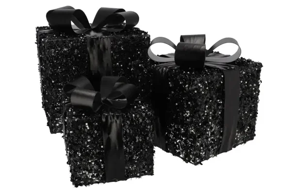 Sparkle giftbox black led s/3 15x18/20x23/25x28cm