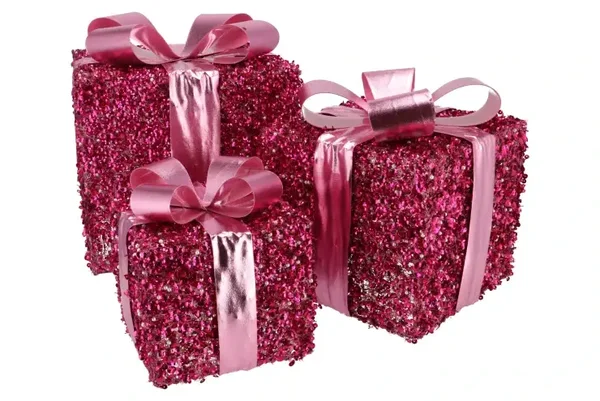 Sparkle giftbox fuchsia led  10x11/13x13/15x17cm