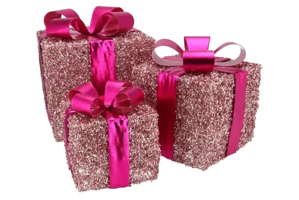 Sparkle giftbox fuchsia led s/3 10x11/13x13/15x17cm