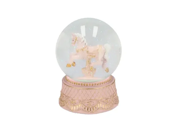 Glowy jolly pink big snowglobe 12x12x18cm