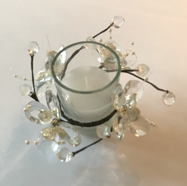 luxe waxinelichtje met glazen krans