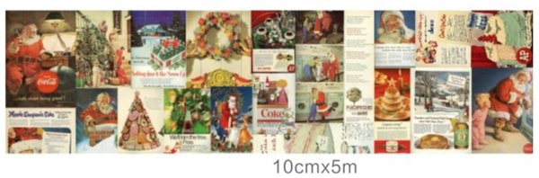 Vintage kerst washi tape donker