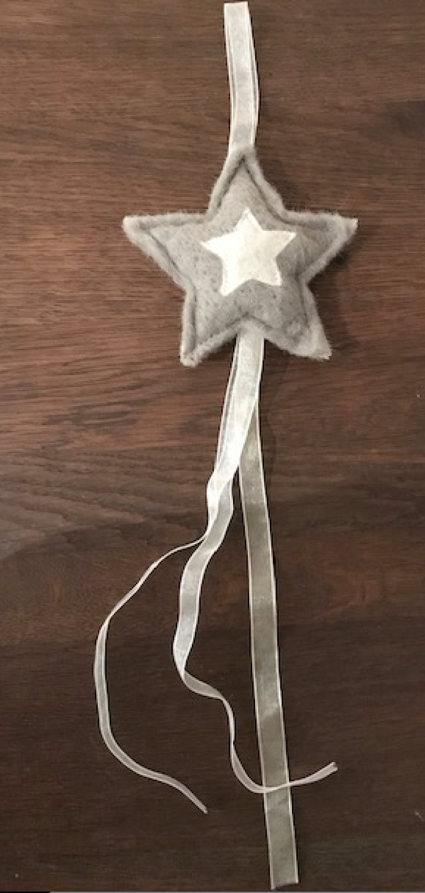 Vilten hanger met lint grijs
