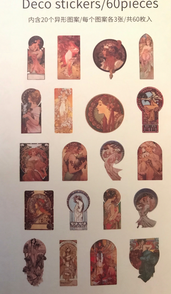 60 art deco stickers met goudkleurige versiering