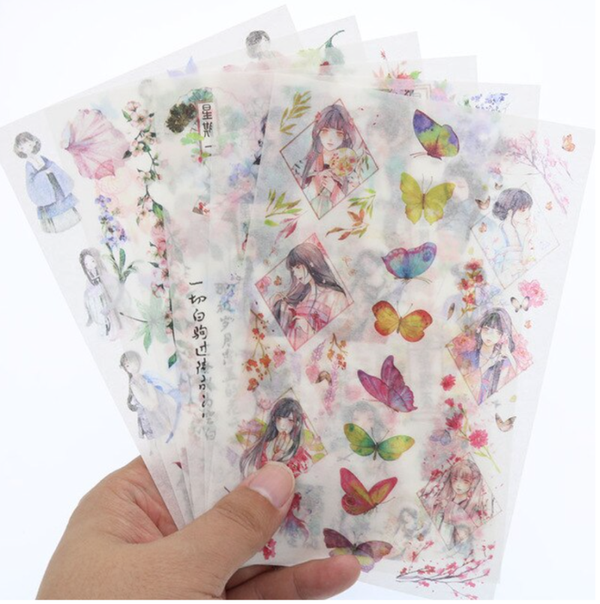 6 velletjes Japanse stijl stickers