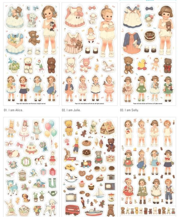 papieren aankleed pop stickers