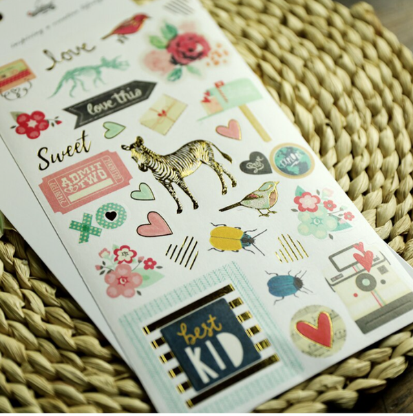 Stickervel voor scrapbooking met gouddruk 00003