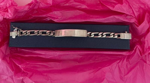 Pulsera de Plata de Ley envejecida con eslabones tipo barbada