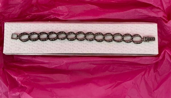 Pulsera de Plata de Ley envejecida con eslabones y marcasitas