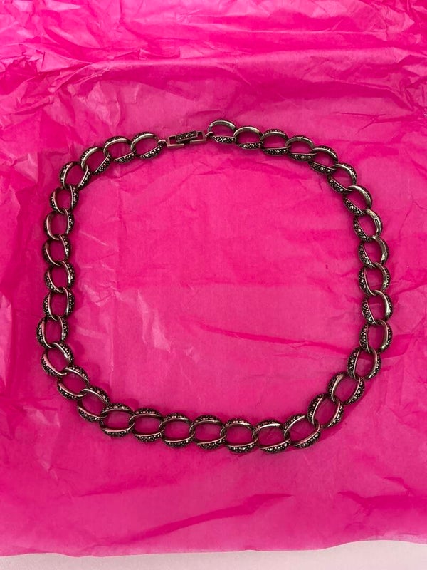 Collar de Plata de Ley envejecida con eslabones ornamentados
