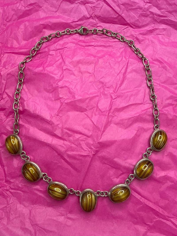 Collar Vintage con Piedras de Ágata Miel