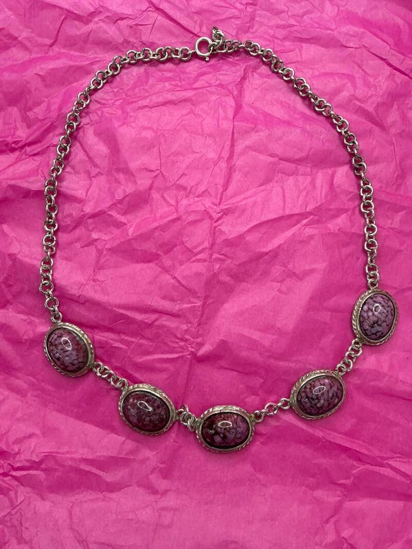 Collar Plata de Ley con Jaspe Morado – Energía y Sofisticación