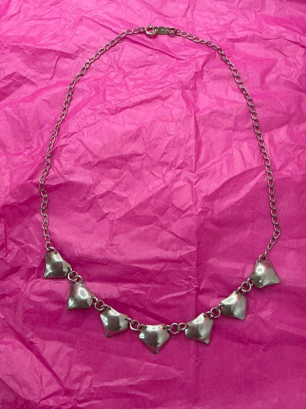 Collar de Plata de Ley envejecida con motivos geométricos pulidos