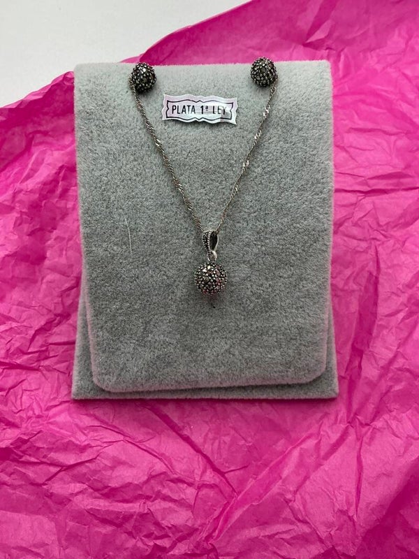 Conjunto Plata de Ley con Marcassitas – Elegancia Clásica