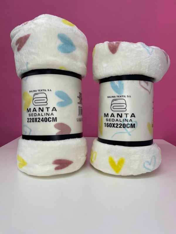 Manta estampada corazones