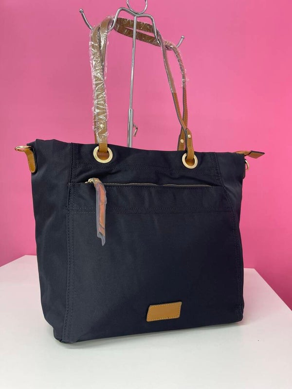 Bolso loneta bicolor negro