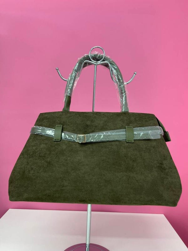 Bolso piel de melocoton verde