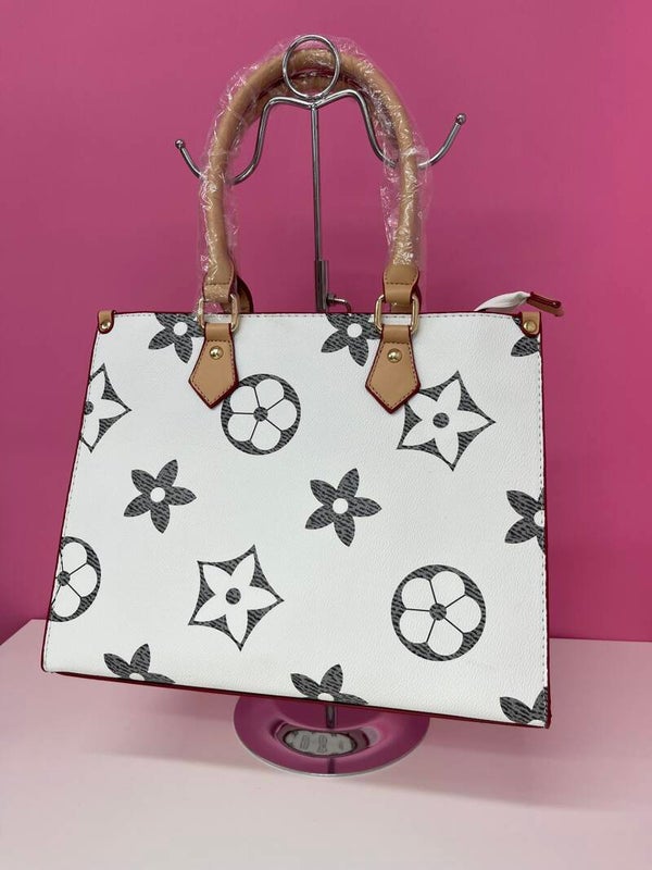 Bolso bicolor blanco estampado