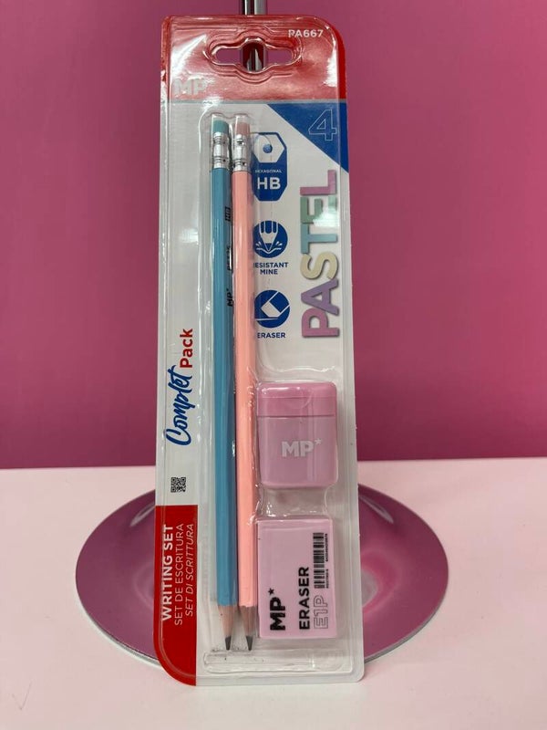 Pack lapices, sacapuntas y goma