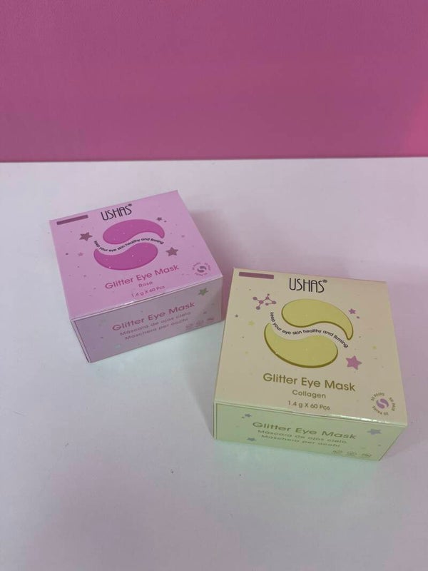 Mascarillas de ojos Ushas – Glitter Eye Mask (Collagen / Rose)